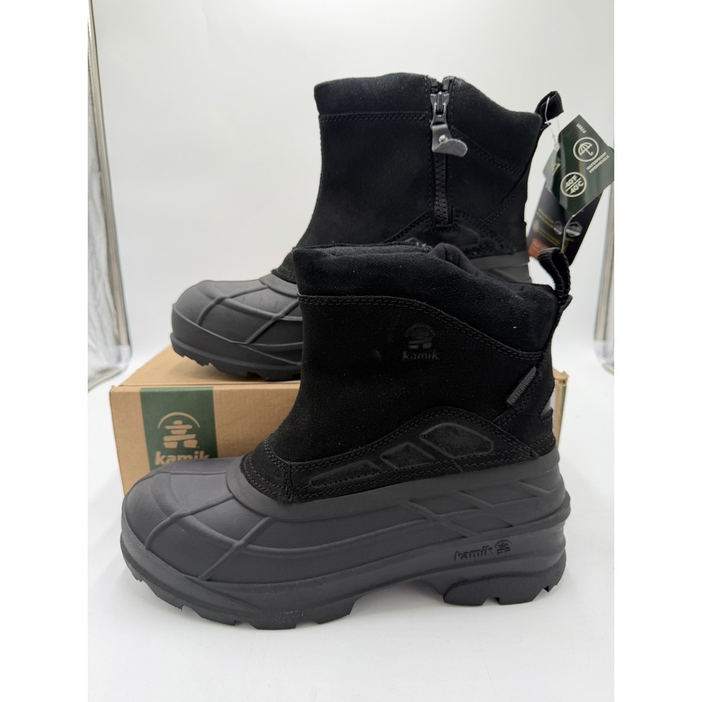 Kamik Champlain 3 Men's Snow Boot Size 10 New Black Insulated to -40F WP Pull-on